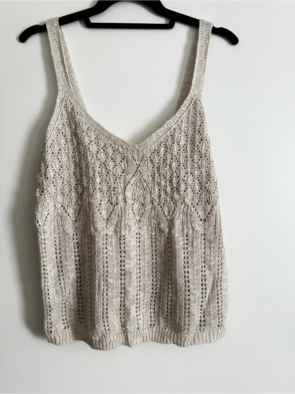 LC Lauren Conrad Cream Knit Lace-Pattern Camisole